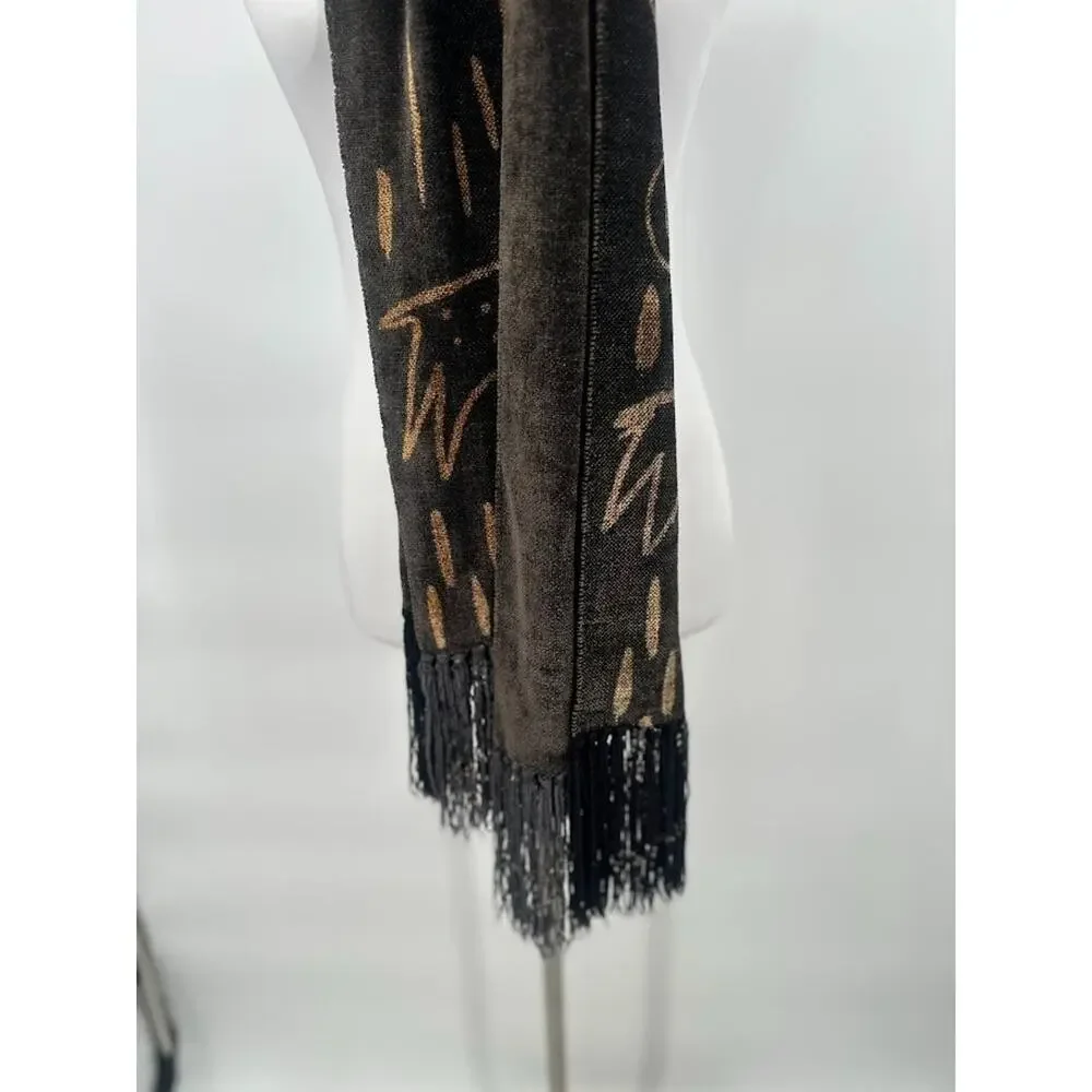 Maude Andrade Handwoven Elegance Artisian Tribal Folk Fringe Chenille Scarf 74